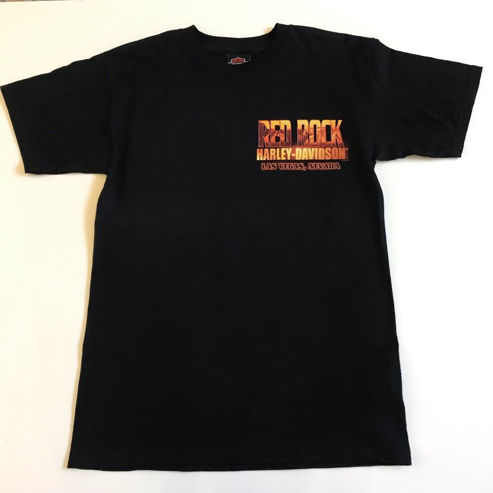 Harley Davidson Red Rock Motorcycle Las Vegas Black T Shirt Size Small Biker EUC
